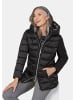 GOLDNER Lange Steppjacke mit Kapuze in schwarz