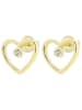 Adeliás Damen Ohrringe – Ohrstecker Herz aus 925 Silber in gold