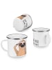 Mr. & Mrs. Panda Emaille Tasse Faultier Vogel mit Spruch in Weiß