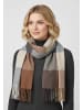 Faera Weicher Strickschal mit Fransen und geometrischem Muster in Beige
