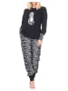 NORMANN Pyjama Schlafanzug Bündchen und Hose Animalprint - 84622 in schwarz