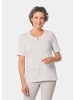 GOLDNER Kurzgröße:  T-Shirt mit Spitze Rundhalsshirt mit Häkelspitze in cremeweiß