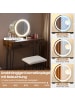 COSTWAY Schminktisch mit LED Spiegel Hocker 80 x 40 x 76 cm in Braun
