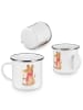 Mr. & Mrs. Panda Camping Emaille Tasse Maus Weihnachten ohne Spruch in Weiß