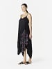 KOROSHI Langer Kleid mit bedruckten, spitzen Trägern in Schwarz