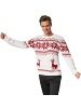 tectake Festtagspullover, Winterlicher Strickpullover in Weiß und Rot