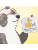 Mr. & Mrs. Panda Holzuntersetzer Buchhalter Helden mit Spruch in Weiß