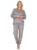 NORMANN Fleece Schlafanzug langarm Bündchen chilige optik - 88278 in grau