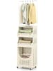 COSTWAY 4-stufig Kleiderstangen schmal mit Wäschekorbwagen in Beige