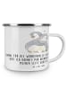 Mr. & Mrs. Panda Camping Emaille Tasse 7. Hochzeitstag Kupferhoc... in Weiß