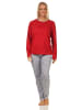 NORMANN langarm Schlafanzug Pyjama Streifen - 66231 in rot