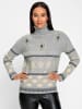 Heine Jacquard-Pullover in grau-sand-gemustert