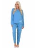 NORMANN Schlafanzug Pyjama langarm Krone Motiv - 87994 in blau