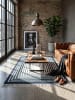 KADIMA DESIGN Wollteppich Handgewebt FROND Geometrisch Naturfaser Wohnzimmer in Blau