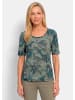 GOLDNER Sommershirt aus pflegeleichtem Viskose-Jersey in khaki / petrol / gemustert
