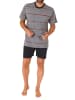 NORMANN Kurzarm Schlafanzug Shorty Pyjama Streifen - 78154 in dunkelgrau