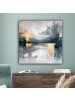 MuchoWow Leinwand bilder Abstrakte Kunst gold grau (BxH)