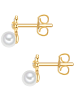 Rafaela Donata Ohrringe Blume aus Sterling Silber mit Zirkonia und Perle (synth.) in gelbgold