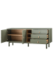 home24 home24 Sideboard 180 cm (1er Set) - Blaugrau - MDF & Massivholz Buche - 180.0 x 75.0 x 40.0 cm in Olivgrün