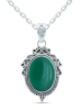 mantraroma 925er Silber - Ketten (L) 20 x (B) 37 mm mit grüner Onyx