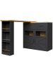 ABRIHOME Ausziehbarer Sideboard in Schwarz 138-204x39x104 cm drehbar