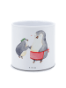 Mr. & Mrs. Panda Blumenübertopf Pinguin mit Kind ohne Spruch in Weiß