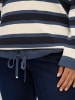 sheego Langarm-Pullover in tiefblau-ecru-geringelt
