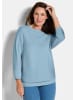 GOLDNER Strickpullover Eleganter Baumwollpullover, Halbarm in hellblau