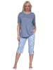 NORMANN Pyjama Schlafanzug kurzarm CapriHose und Spitze - 72678 in hellblau