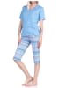 NORMANN kurzarm Schlafanzug Caprihose Ethnolook - 72565 in hellblau
