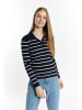 DreiMaster Damen Strickpullover in Marine Wollweiss
