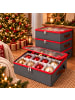 relaxdays 4 x Weihnachtskugel-Aufbewahrungsbox in Grau/ Rot - (B)33 x (H)9 x (T)33 cm