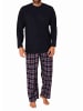 NORMANN langarm Schlafanzug Pyjama karierte Flanell Hose - 70839 in navy
