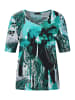 GOLDNER Kurzgröße:  Shirt Shirt in smaragd / grau / weiß / gemustert