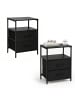 relaxdays 2 x Nachttisch in Schwarz - (B)38 x (H)61 x (T)28 cm