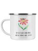 Mr. & Mrs. Panda Emaille Tasse Hummel Blume mit Spruch in Weiß