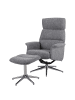 home24 home24 Relaxsessel aus Webstoff & verchromtem Eisen in Grau / Chrom, 74 x 106 x 72 cm in Grau