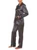 NORMANN Satin Pyjama Schlafanzug zum durchknöpfen - 41697 in anthrazit