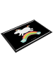 Mr. & Mrs. Panda Fußmatte Einhorn Regenbogen ohne Spruch in Schwarz