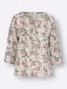 Sieh an! Bluse in ecru-khaki-bedruckt
