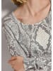 MADELEINE Schlangen-Print Pullover mit Ajour in wollweiß / silbergrau / multicolor