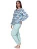 NORMANN Frottee Schlafanzug Bündchen Streifen - 81788 in türkis