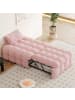 ABRIHOME Polsterbett in Rosa mit ausziehbarer Schlaffunktion und Teddy-Stoff