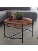 KADIMA DESIGN Couchtisch 62x40x62 cm Sofatisch Akazie Massivholz / Metall,
