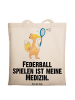 Mr. & Mrs. Panda Tragetasche Fuchs Federball spielen mit Spruch in Creme