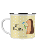 Mr. & Mrs. Panda Emaille Tasse Igel Blumen mit Spruch in Gelb Pastell