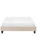 Beliani Doppelbett ROANNE in Beige/Dunkler Holzfarbton - (W) 149 x (H) 29 x (L) 211 cm