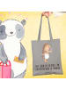 Mr. & Mrs. Panda Baumwolltasche Igel Wein mit Spruch in Light Grey