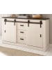 Furn.Design Esszimmer-Set weiß Pinie, anthrazit, 3-teilig mit Esstisch, Vitrine, Sideboard