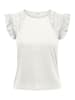 JACQUELINE de YONG Elegantes T-Shirt Kurzarm Top mit Spitzen Ärmel JDYDERIN in Weiß-3